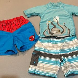 Size 4 Swim shorts and short sleeve shirt Lot of 2 different designs